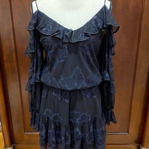 Stunning Alexis Black w Navy Lace off the shoulder